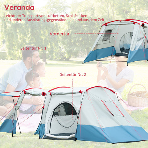 Rootz Camping Tent - Family Tent - Outdoor Shelter - Water-repellent - 5.10m x 2.40m x 1.80m