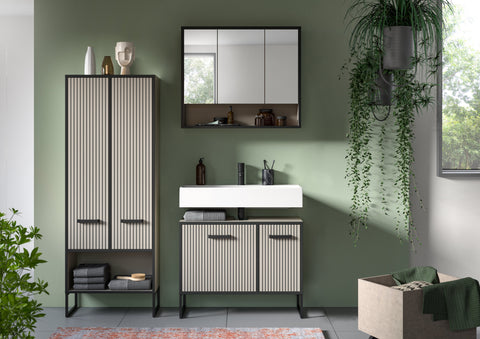 Rootz 3 Piece Bathroom Furniture Set - Vanity - Storage Cabinet - Easy Maintenance - 154cm x 192cm x 36cm