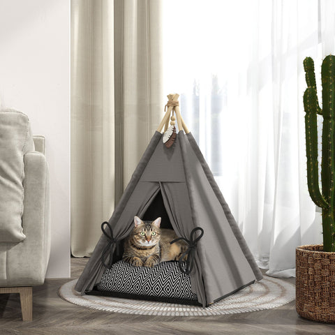 Rootz Tipi Tent for Pets - Animal Beds - Cat Tent - Cozy Retreat - 60cm x 60cm x 76cm