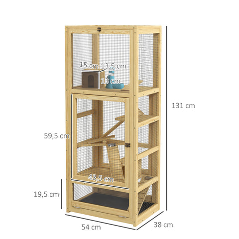 Rootz Wooden 5 Level Cage - Hamster Enclosure - Small Animal Habitat - Spacious Design - 54 x 38 x 131 cm
