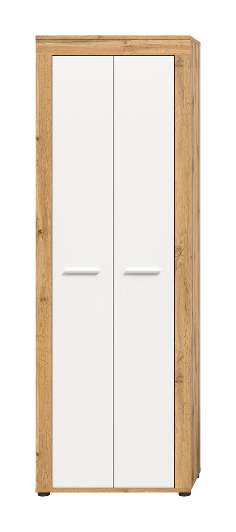 Rootz Wardrobe - Coat Closet - Entryway Organizer - Ample Storage - 64x191x35 cm - White and Brown