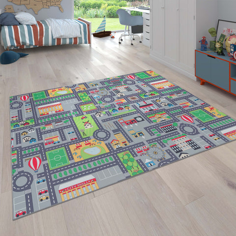 Children’s Play Rug – City Streets Design – Soft & Durable – Easy to Clean