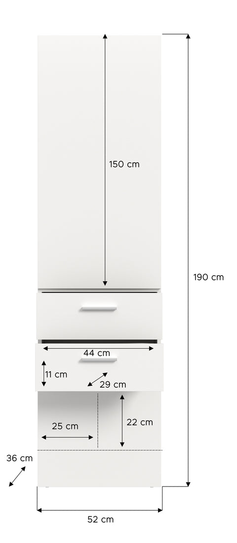 Rootz Wardrobe Panel - Coat Rack - Hallway Storage - Space-Saving Design - 52x190x36 cm