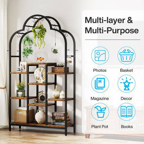 Rootz 6 Tier Large Plant Stand - Indoor Plant Shelf - Multi-Tier Plant Rack - Space-Saving - 99.8cm L x 30cm W x 190cm H