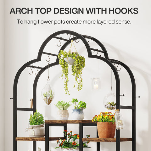 Rootz 6 Tier Large Plant Stand - Indoor Plant Shelf - Multi-Tier Plant Rack - Space-Saving - 99.8cm L x 30cm W x 190cm H