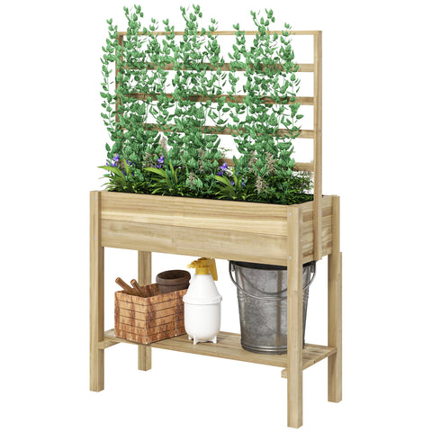 Rootz Raised Garden Bed on Stand - Elevated Planter - Wooden Flower Box - Promotes Vertical Growth - 88cm x 37cm x 137cm