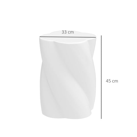 Rootz Ceramic Stool - Garden Stool - Weatherproof Seat - Resilient & Versatile - Ø33 x 45 cm - 120kg Capacity - White Spiral Design