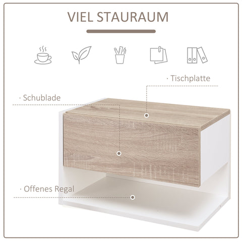 Rootz 2-Piece Wall Bedside Tables - Night Dresser - Side Table - Space Saving - 46 x 30 x 30 cm
