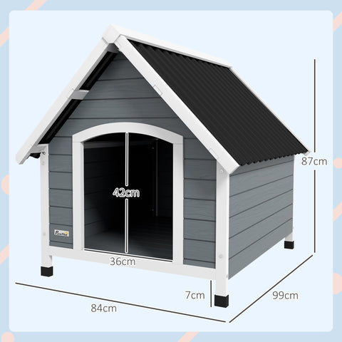 Rootz Wooden Dog House - Outdoor Pet Shelter - Weatherproof Kennel - Comfortable & Protective - 84 x 99 x 87 cm