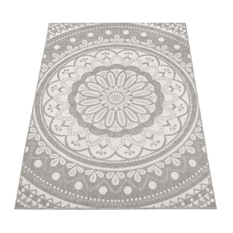 Round Outdoor Rug – Durable & Easy-Clean – Lace Pattern – For Patio & Balcony