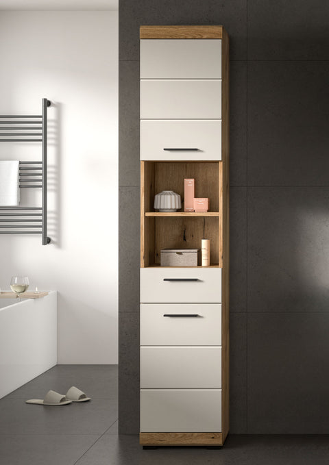 Rootz Tall Cabinet - Storage Unit - Organizing Shelving - Durable MDF -Brown - 37x191x31 cm