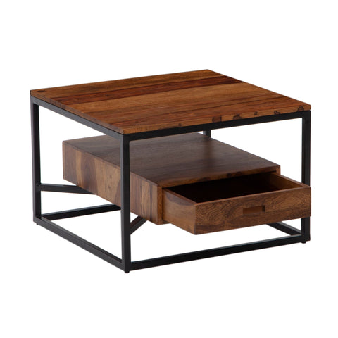 Rootz Modern Coffee Table - Square Table - Storage Space - Metal Frame - 60cm x 60cm x 40cm