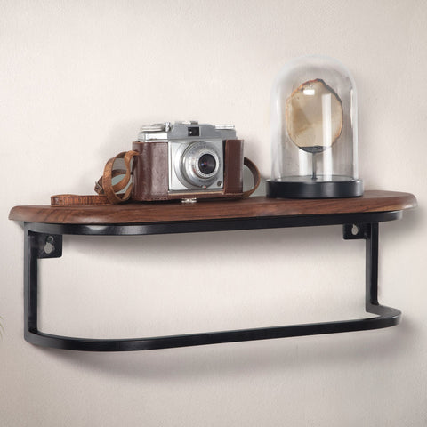 Rootz Modern Industrial Wall Shelf - Floating Shelf - Solid Wood - Metal Frame - Storage Space - Handmade - Unique - 50cm x 15cm x 13cm