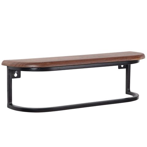 Rootz Modern Industrial Wall Shelf - Floating Shelf - Solid Wood - Metal Frame - Storage Space - Handmade - Unique - 50cm x 15cm x 13cm