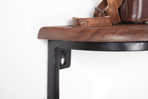 Rootz Modern Industrial Wall Shelf - Floating Shelf - Solid Wood - Metal Frame - Storage Space - Handmade - Unique - 50cm x 15cm x 13cm