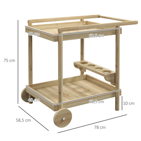 Rootz Garden Serving Trolley - Bar Cart - Outdoor Cart - Mobility & Storage - 78cm x 58.5cm x 75cm