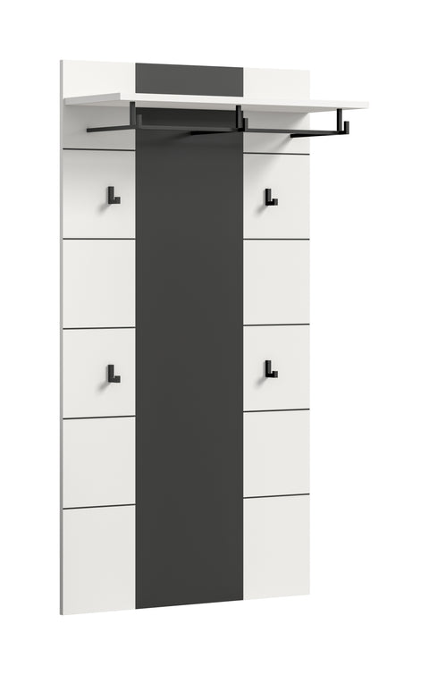 Rootz White Hallway Panel - Coat Rack - Entryway Organizer - Easy-Care Surface - 80cm x 141cm x 29cm