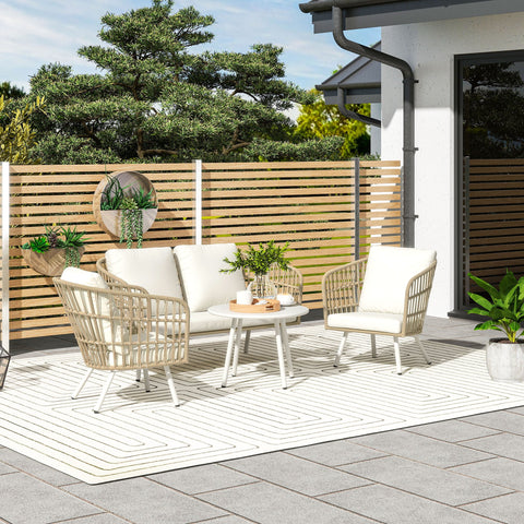 Rootz Garden Furniture Set - Patio Lounge Set - Outdoor Sofa Set - Weatherproof Poly Rattan - 132cm x 65cm x 69cm (Loveseat), 62cm x 69cm (Armchair)