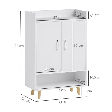 Rootz Shoe Cabinet - Shoe Rack - Shoe Chest - Modern Design, Space-Saving - 60cm x 30cm x 92cm - White