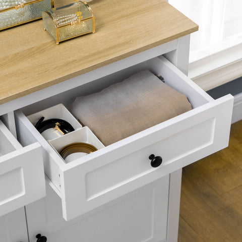 Rootz Storage Cabinet Chest of Drawers - Buffet Cabinet - Sideboard - Adjustable Shelf & Ample Storage - 100 x 40 x 85 cm White Wood Look