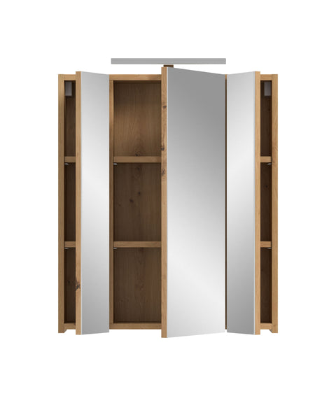 Rootz Mirror Cabinet - Bathroom Storage - Illuminated Cabinet - Easy Assembly - 60x70x18 cm