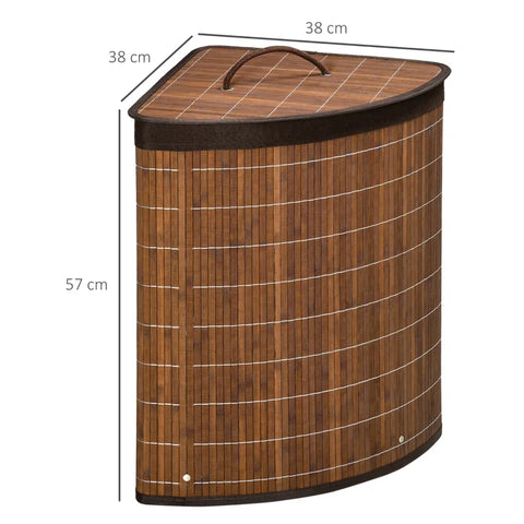 Rootz Laundry Basket - Laundry Hamper - 55l Capacity - Removable Lid - Bamboo - Polyester Blend - Brown - 38 cm x 38 cm x 57 cm