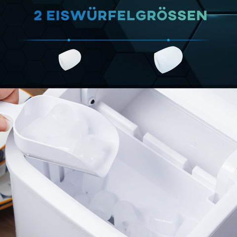 Rootz Ice Cube Machine - Ice Maker - Ice Ball Maker - 12kg Daily Production - Self-Cleaning - Quiet Operation - 32cm x 22.5cm x 29.5cm - Cream White