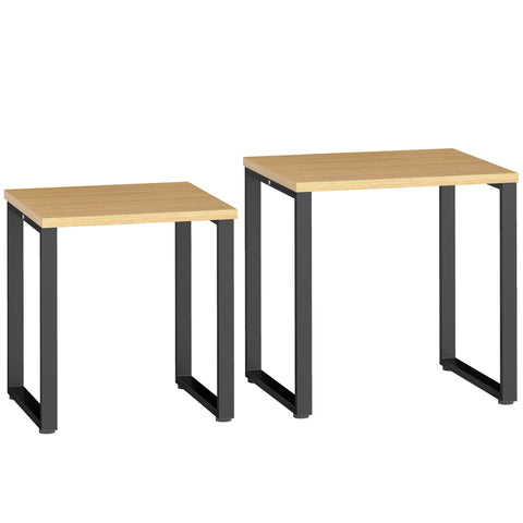 Rootz Coffee Table Set of 2 – Living Room Tables – Nesting Tables – Metal Frame – Space-Saving Design – 60x50x60cm & 50x50x54cm