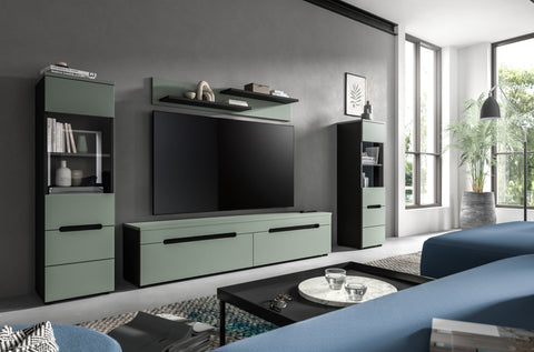 Rootz Living Room Set - Display Storage - Entertainment Center - Ample Storage - 272cm x 141cm x 33cm Smoke Green
