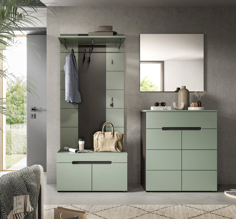 Rootz Wardrobe Combination Set - Hallway Organizer - Entryway Furniture - Easy Installation - 175x190x37 cm - Smoke Green Imitation