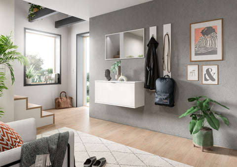 Rootz Bench/Chest of Drawers - Storage Bench - Entryway Chest - High-Gloss White - Easy Installation - 92x42x37cm