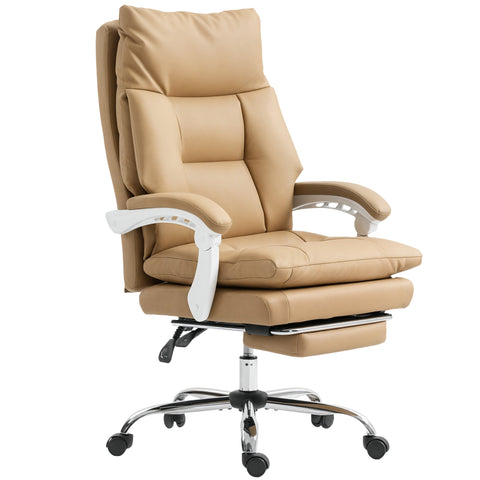 Rootz Ergonomic Desk Chair - Office Chair with Lumbar Support - Swivel Chair - Footrest - Light Brown - 65cm x 76cm x 113-121cm