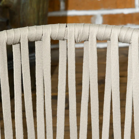 Rootz Tuinstoel - Patiostoel - Set van 2 Boho-stijl - Comfortabele zitschaal - Zitkussens - Wasbare hoes - Metalen frame - Grijs + Beige - 57 cm x 60 cm x 71 cm