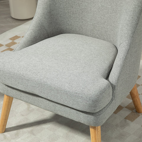 Rootz Linen Look Padded Lounge Chair - Armchair - Recliner Chair - Ultimate Comfort - 63cm x 69cm x 79.5cm