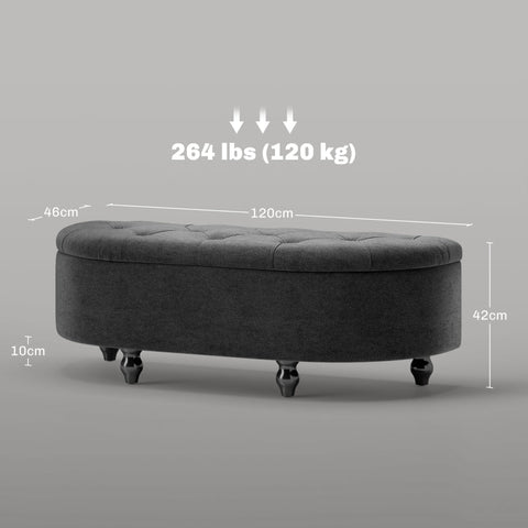 Rootz Velvet Storage Bench - Ottoman- Upholstered Stool - Dense Padding - Black Rubber Wood Legs - 120cm x 46cm x 42cm