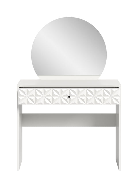Rootz Dressing Table - Vanity Desk - Makeup Table - High-Quality MDF - 90x133x39 cm - Elegant White Melamine Finish