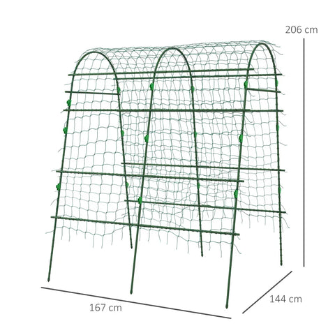 Rootz Large Arch - Bird Net - Trellis With Net - Easy Assembly - Metal - Plastic Clip - Green - 144 x 167 x 206 cm