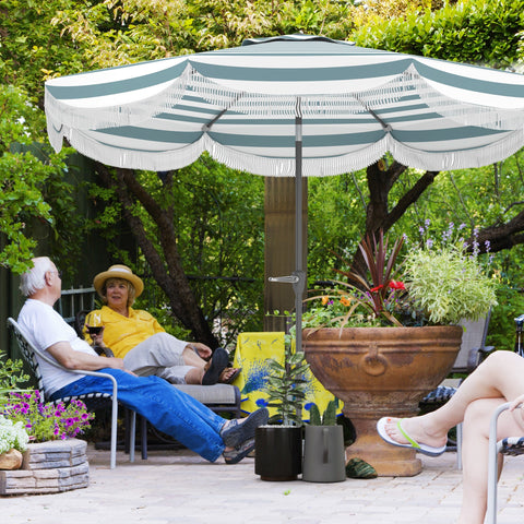 Rootz Garden Parasol 2.69m - Outdoor Umbrella - Tiltable Sunshade - UPF 30+ Protection - Ø 2.69 x 2.38m - Light Blue & White