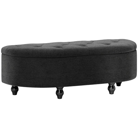 Rootz Velvet Storage Bench - Ottoman- Upholstered Stool - Dense Padding - Black Rubber Wood Legs - 120cm x 46cm x 42cm