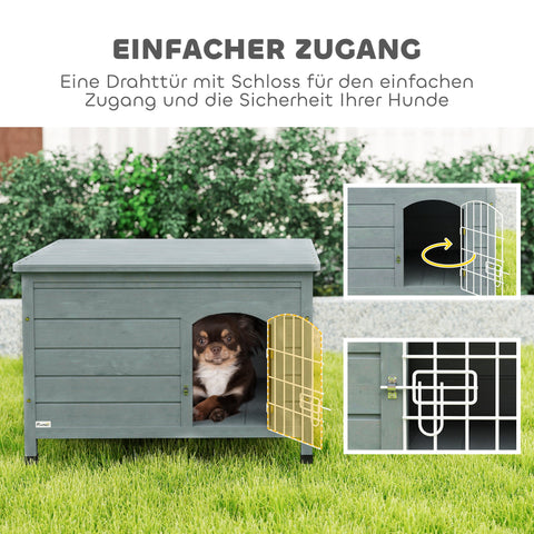 Rootz Dog House – Pet Hut – Dog Box – Fir Wood, Easy Cleaning – 80cm x 55cm x 53.5cm