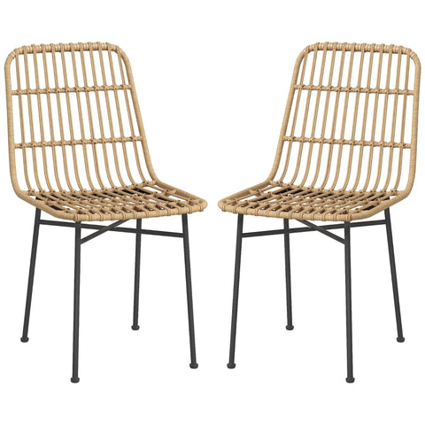 Rootz Dining Chair Set - Kitchen Chair - Boho Style - Durable Construction - Floor Protection - Versatile Design - 45cm x 57cm x 83cm - Natural + Black