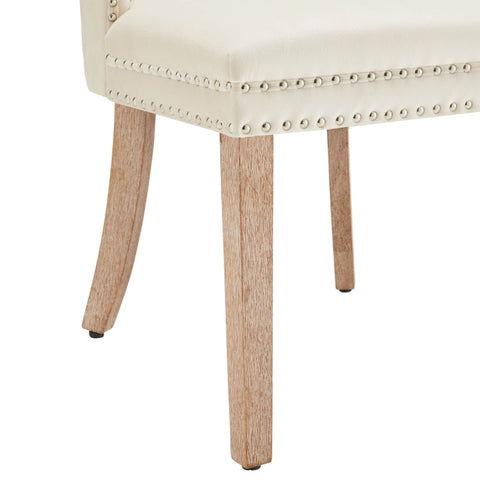 Rootz Velvet Dining Chair Set - Elegant Dining Chair - Comfortable Chair - Solid Wood Legs - Supports 150kg - 50L x 46P x 91H cm - Beige
