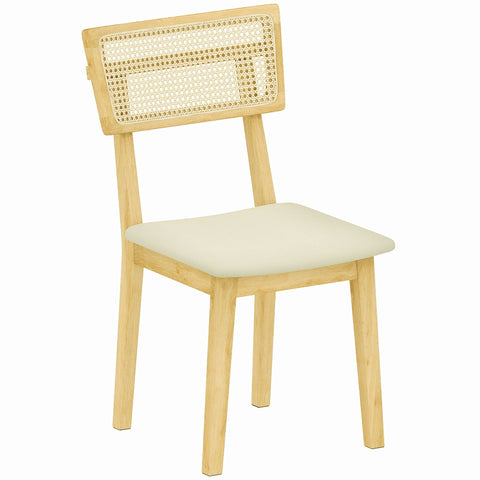 Rootz Dining Room Chair - Rattan Chair - Dining Seat - Stable Rubber Wood - 46.5b x 85h cm - Elegant Design and Comfort