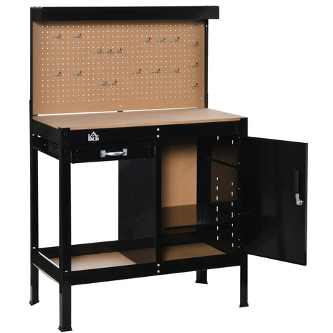 Rootz Workbench - Tool Organizer - Workspace Table - Enhances Organization - MDF/Metal - 98.5cm x 48cm x 140cm