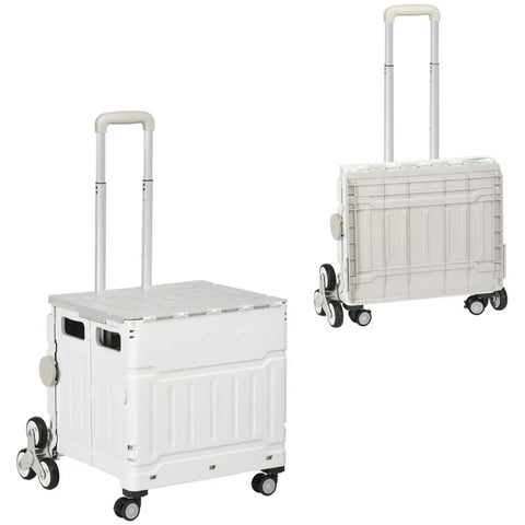 Rootz Winkeltrolley - Trapklimmer - Opvouwbaar - Telescopisch handvat - Draagvermogen tot 65 kilo - Wit - 52B x 48D x 100H cm