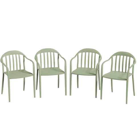 Rootz 4-Piece Garden Chair Set - Outdoor Stacking Chairs - Weatherproof Armchair - UV Resistant - 57cm x 54cm x 78cm