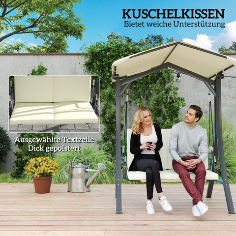 Rootz 2-Seater Hollywood Swing - Garden Swing - Adjustable Canopy Chair - UV Protection - 150cm x 120cm x 182cm