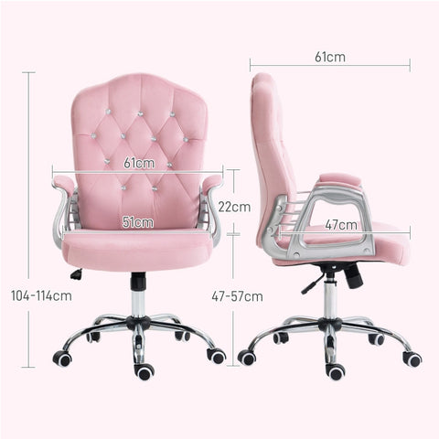 Rootz Ergonomic Office Chair - Desk Chair - Swivel Chair - Velvet Fabric - Extra Thick Padding - Reclining Function - 61cm x 61cm x 104-114cm