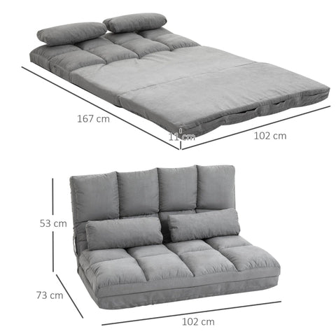 Rootz 2-in-1 Floor Chair Bed - Adjustable Backrest - Sofa Bed - High Comfort - Durable Steel Frame - 102L x 73W x 53H cm (Sofa) / 102L x 167W x 11H cm (Bed)