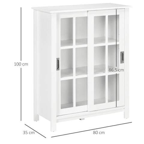 Rootz Showcase with 3 Shelves - Sideboard - Hallway Console - Versatile Storage - Modern Design - Secure and Stable - 80cm x 35cm x 100cm - MDF and Tempered Glass